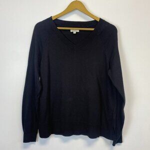 Lucky Brand Classic Black V Neck Knit Sweater